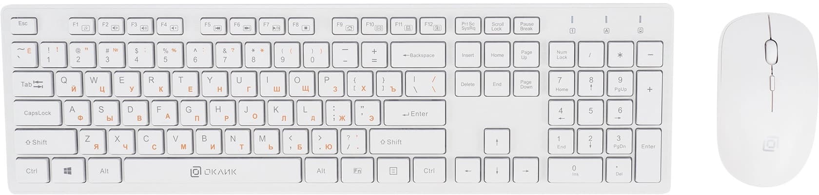 Клавиатура + мышь Оклик 240M клав:белый мышь:белый USB беспроводная slim Multimedia