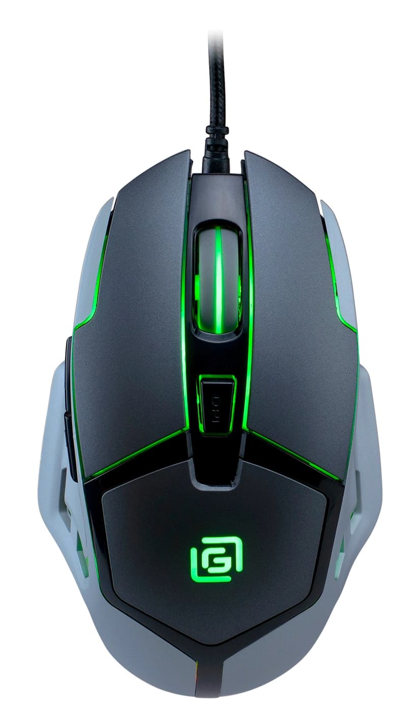 Мышь Оклик 915G HELLWISH V2 черный/серый оптическая 4800dpi USB 6but