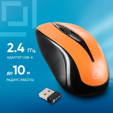 Мышь Оклик 675MW черный/оранжевый оптическая 1200dpi беспров. USB для ноутбука 3but (1025920)
