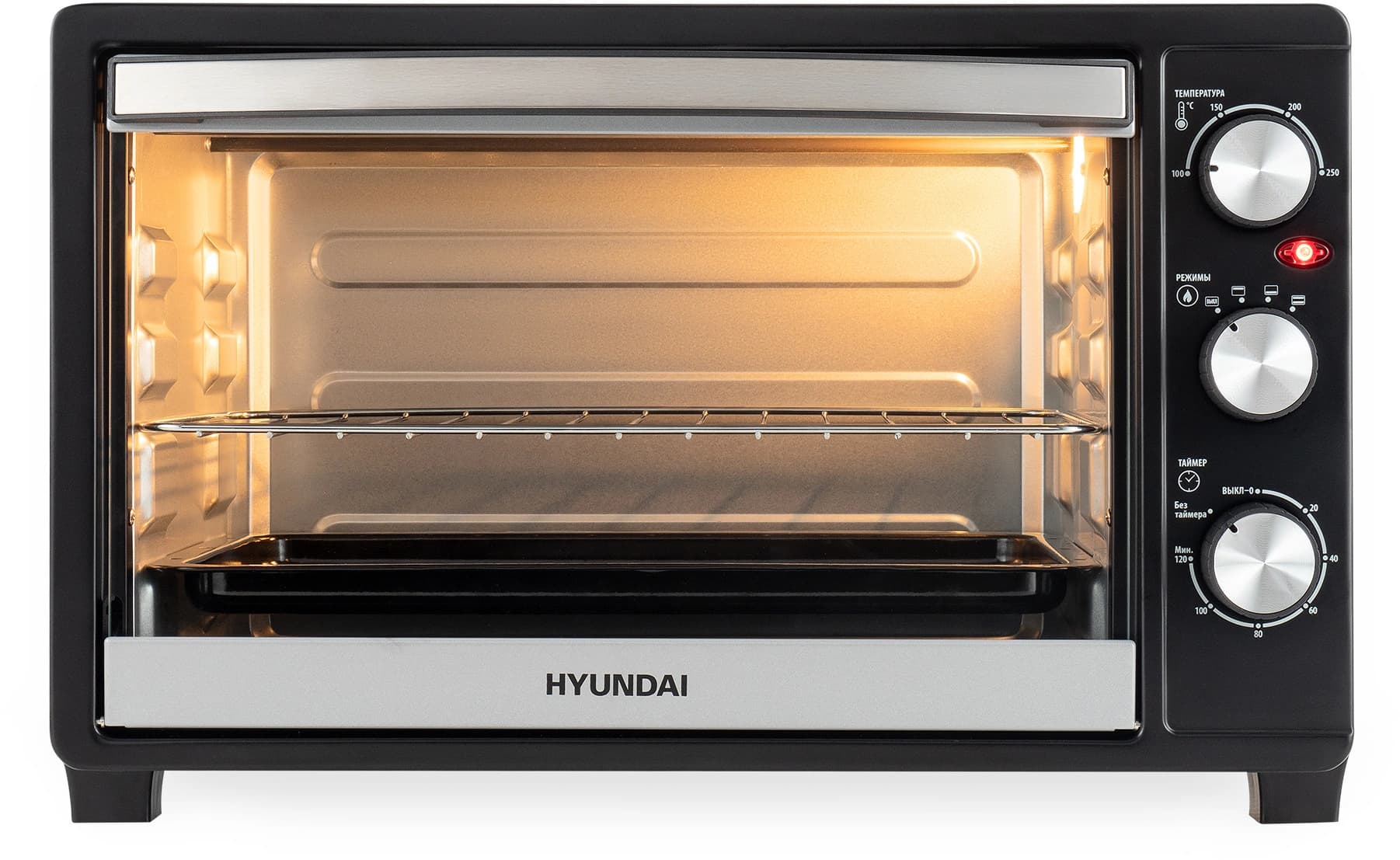 Мини-печь Hyundai MIO-HY074 30л. 1500Вт серебристый/черный