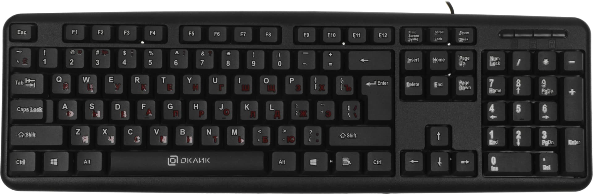 Клавиатура Оклик 90MV2 черный USB (1185967) кабель 1.8м