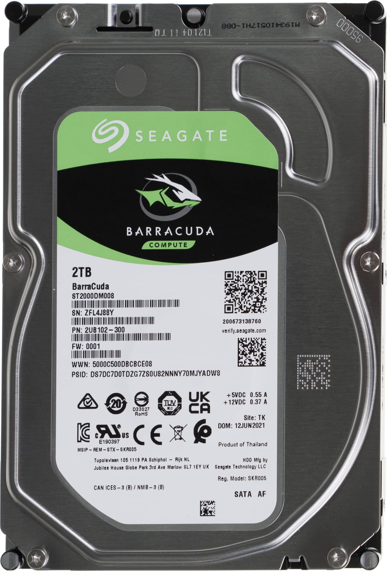 Жесткий диск Seagate Original SATA-III 2Tb ST2000DM008 Desktop Barracuda (7200rpm) 256Mb 3.5"