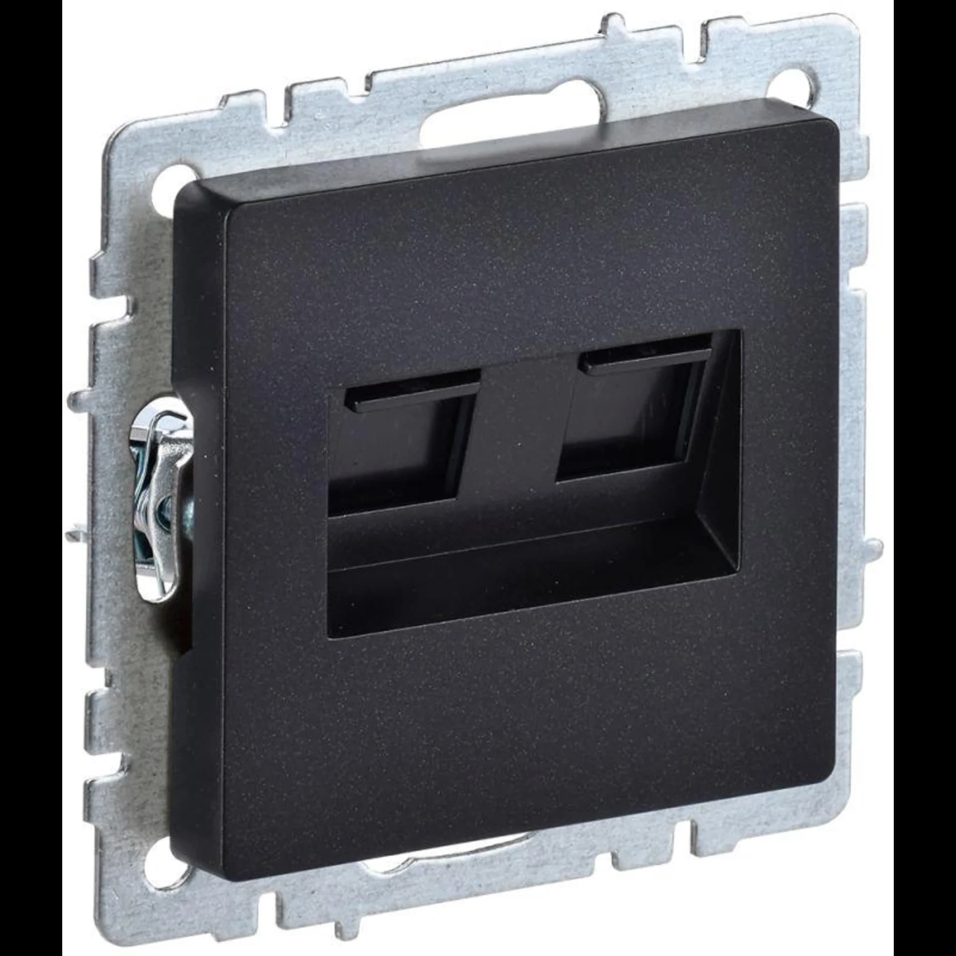 Розетка компьютерная двойная СП RJ45 кат.5E BRITE РК10-2-БрЧ черн. IEK BR-K20-1-K02