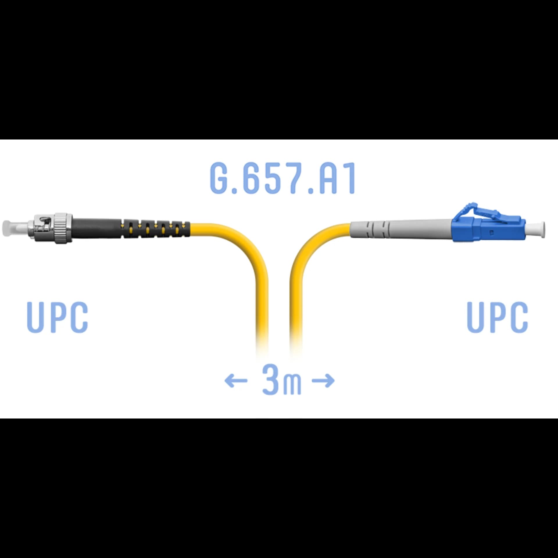 Патчкорд оптический LC/UPC-ST/UPC SM G.657.A1 3 метра