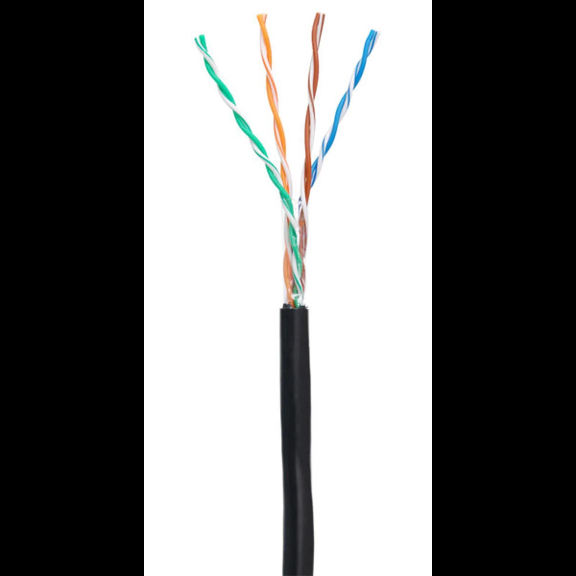 Кабель NETLAN U/UTP 4 пары, Кат.5e (Класс D), 100МГц, одножильный, BC (чистая медь), внешний, PE до -40C, черный, 305м
