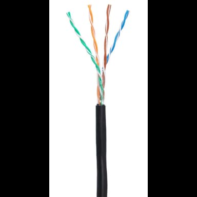 Кабель NETLAN U/UTP 4 пары, Кат.5e (Класс D), 100МГц, одножильный, BC (чистая медь), внешний, PE до -40C, черный, 100м