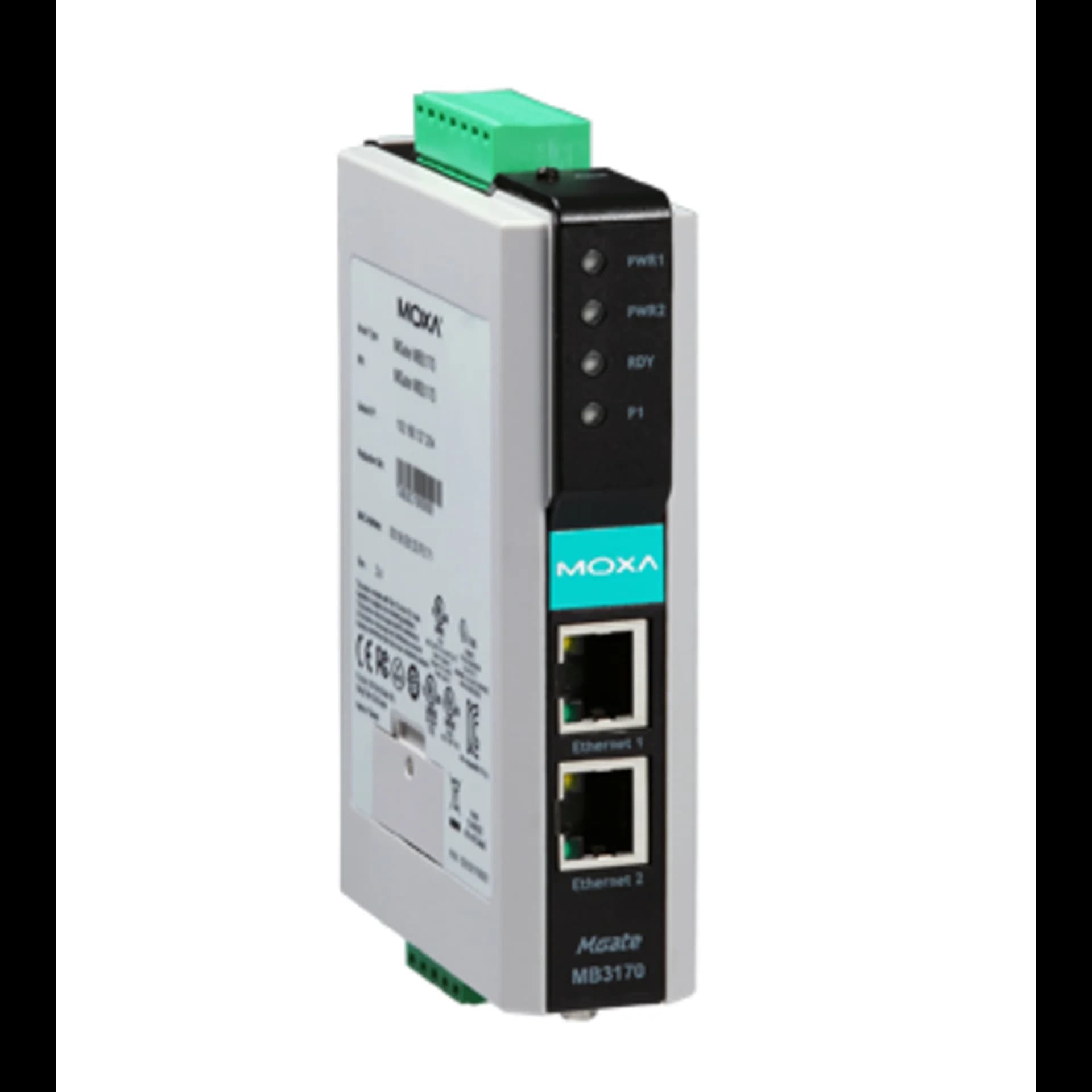Преобразователь MGate MB3170-T 1-портовый преобразователь Modbus RTU/ASCII (RS-232/422/485) в Modbus TCP с расширенным диапазоном температур