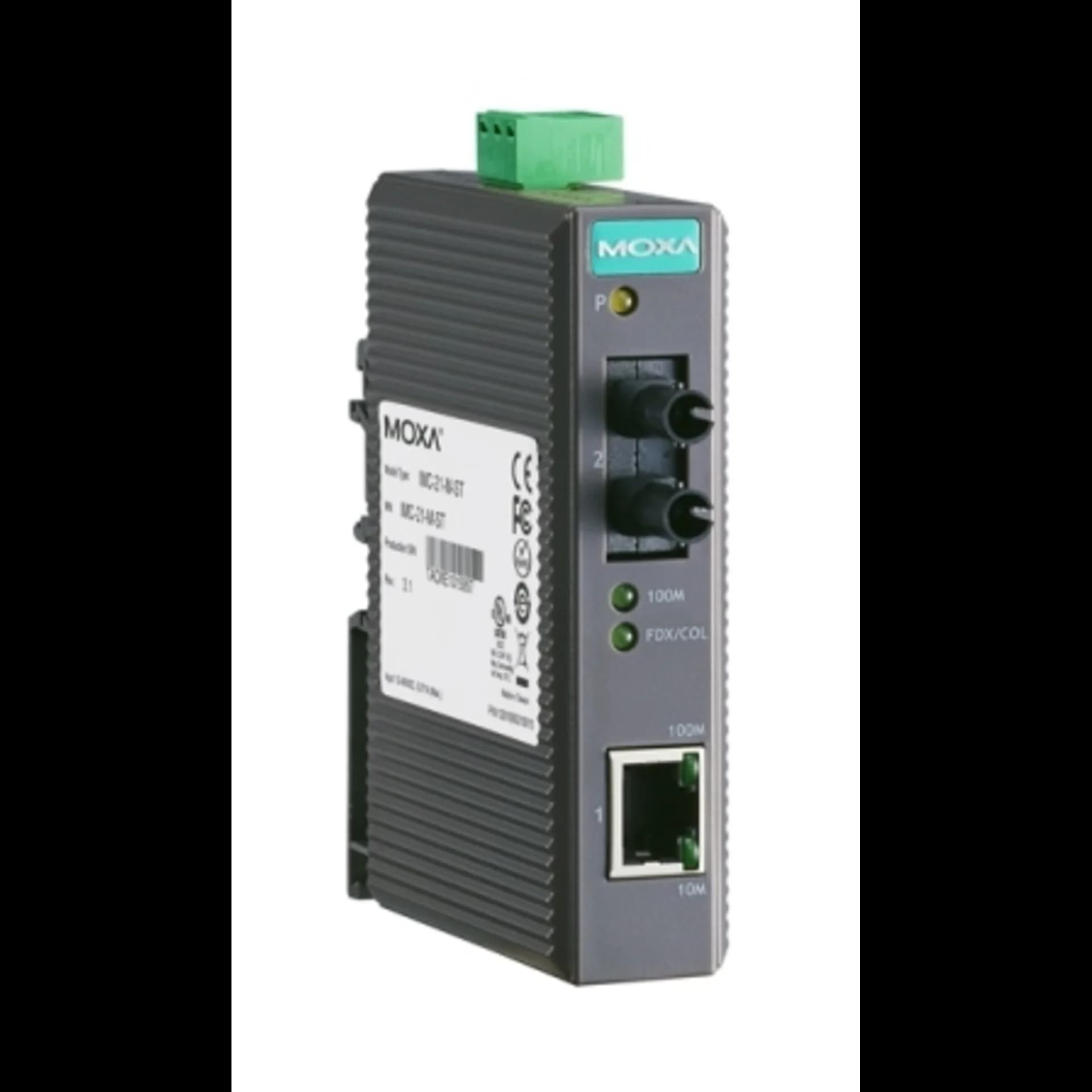 Медиаконвертер Ethernet 10/100BaseTX в 100BaseFX (многомодовое оптоволокно) в пластиковом корпусе MOXA