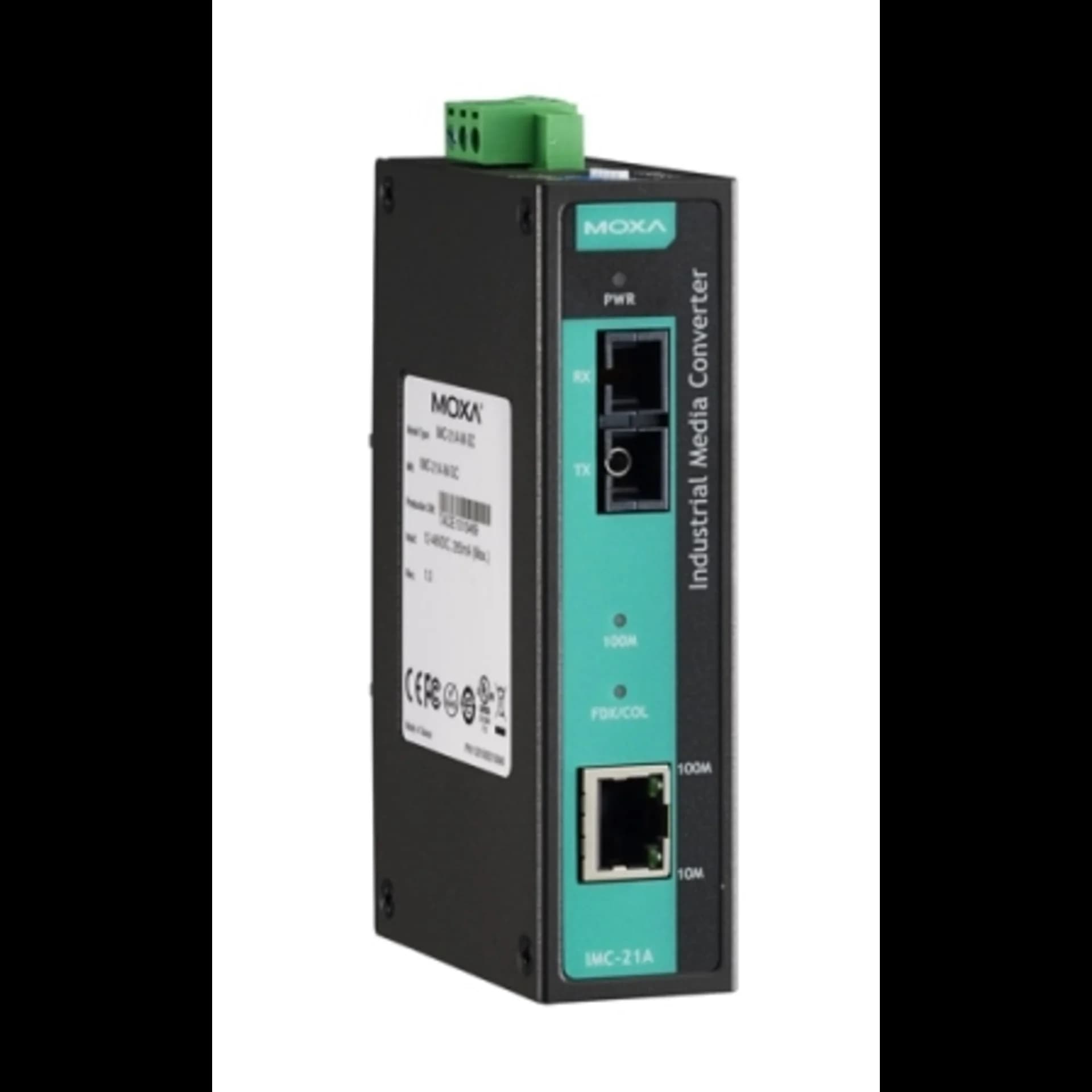 Медиаконвертер Ethernet 10/100BaseTX в 100BaseFX (одномодовое оптоволокно) в металлическом корпусе, с расширенным диапазоном температур MOXA