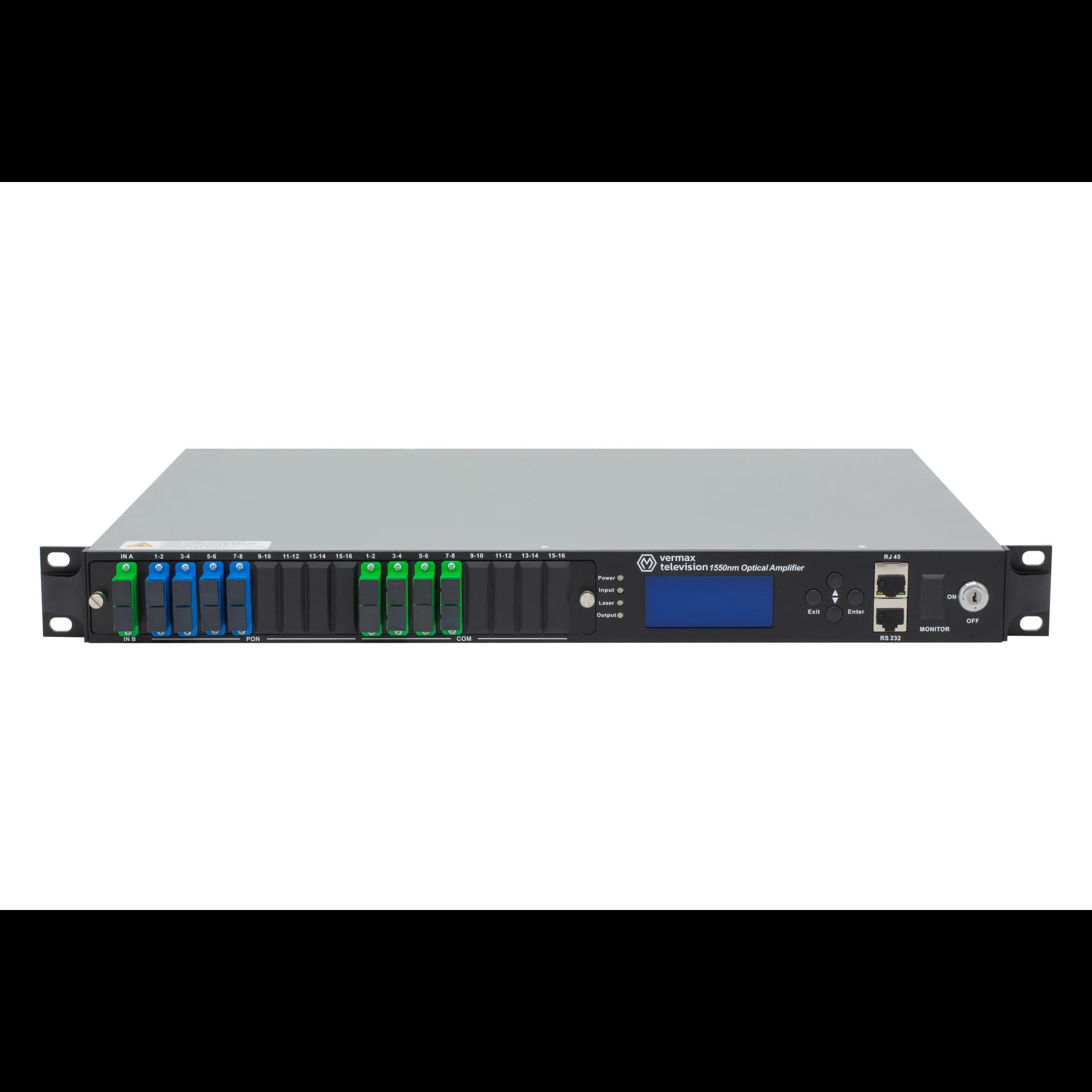 Оптический усилитель VERMAX для сетей КТВ, 2 входа, 8*21dBm выходов, WDM фильтр PON