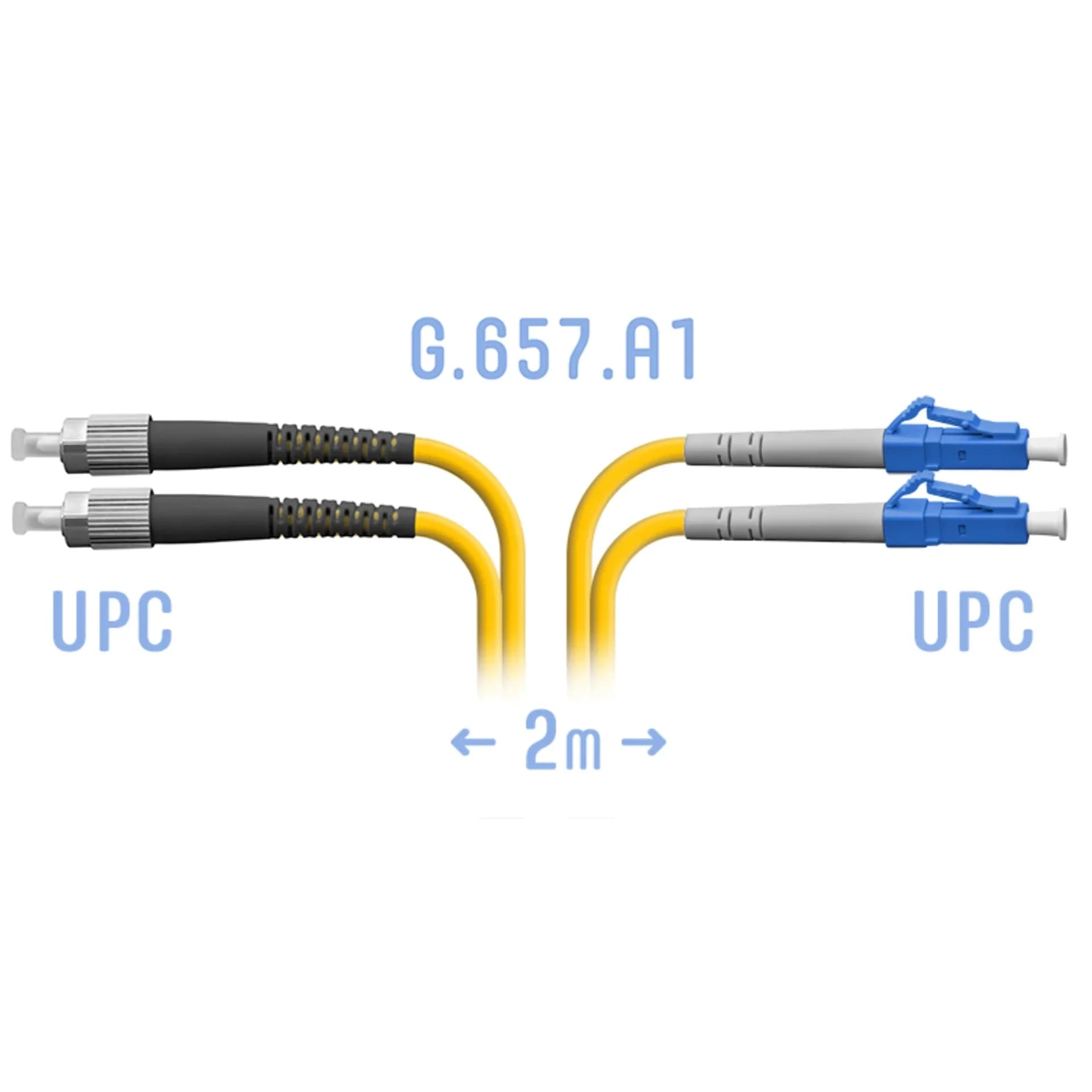 Патчкорд оптический LC/UPC-FC/UPC SM G.657.A1 Duplex 2 метра