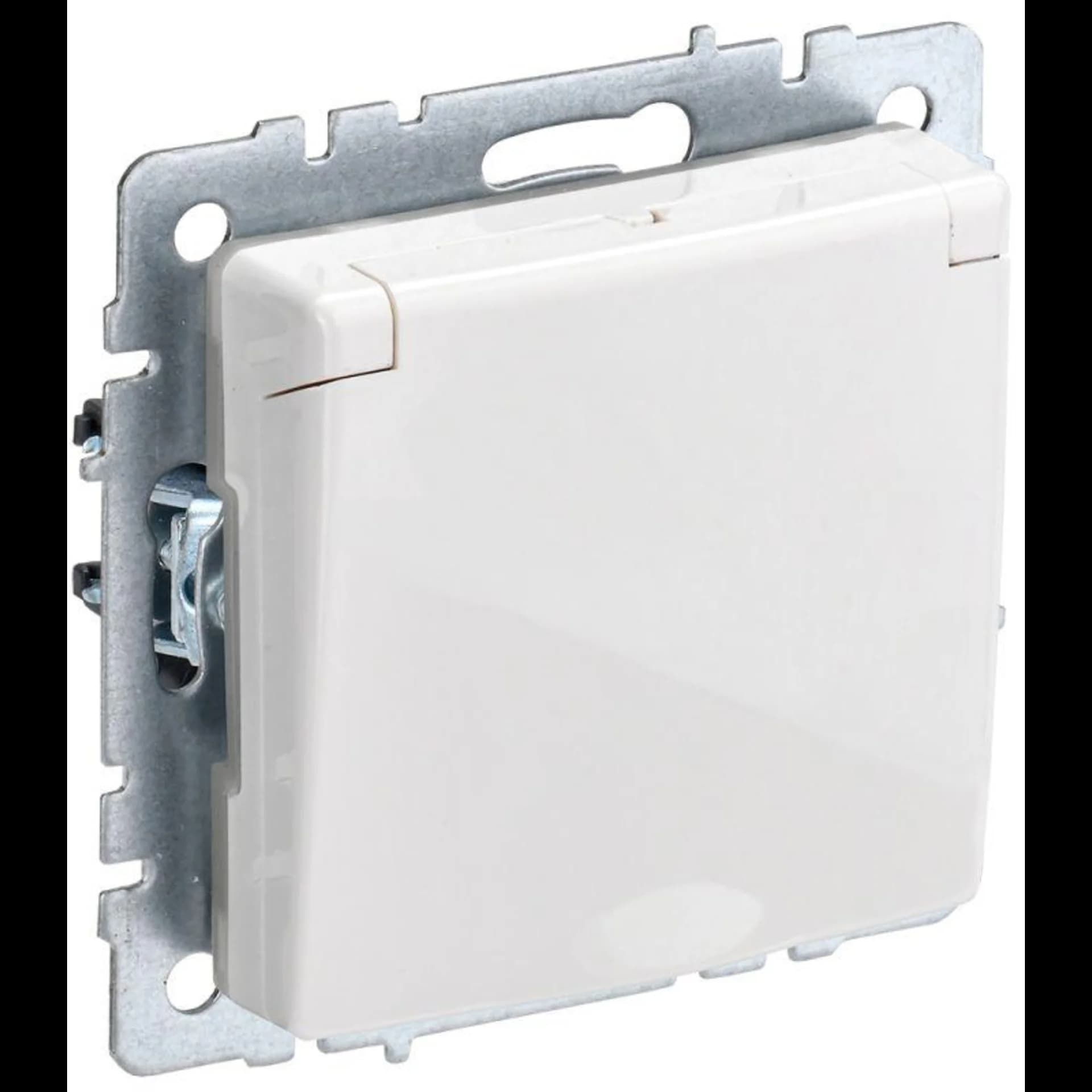 Розетка BRITE РСбш10-3-44-БрБ 16А IP44 с заземл. защ. шторки с крышкой бел. IEK BR-R16-16-44-K01