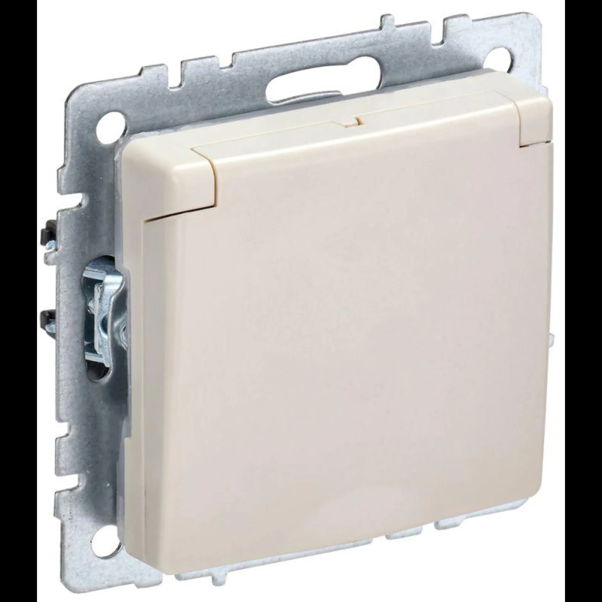 Розетка BRITE РСбш10-3-44-БрКр 16А IP44 с заземл. защ. шторки с крышкой беж. IEK BR-R16-16-44-K10