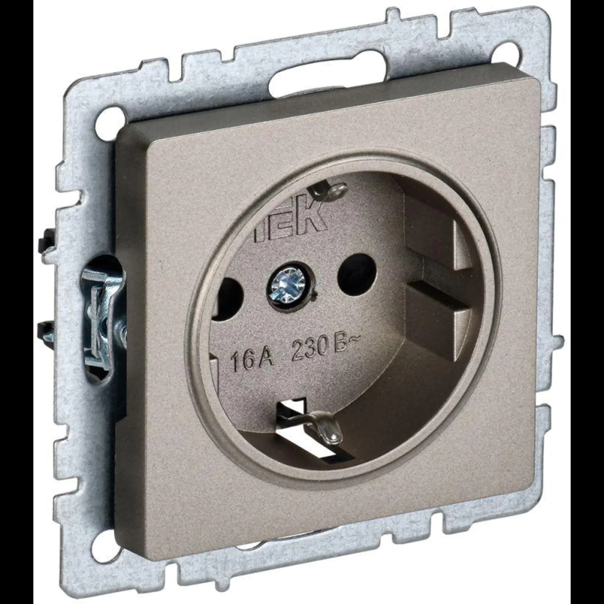 Розетка BRITE РС11-1-0-БрШ 16А с заземл. без защ. шторки шампань IEK BR-R11-16-K37
