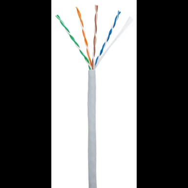 Кабель NETLAN U/UTP 4 пары, Кат.5e (Класс D), 100МГц, одножильный, BC (чистая медь), внутренний, PVC нг(B), серый, 100м