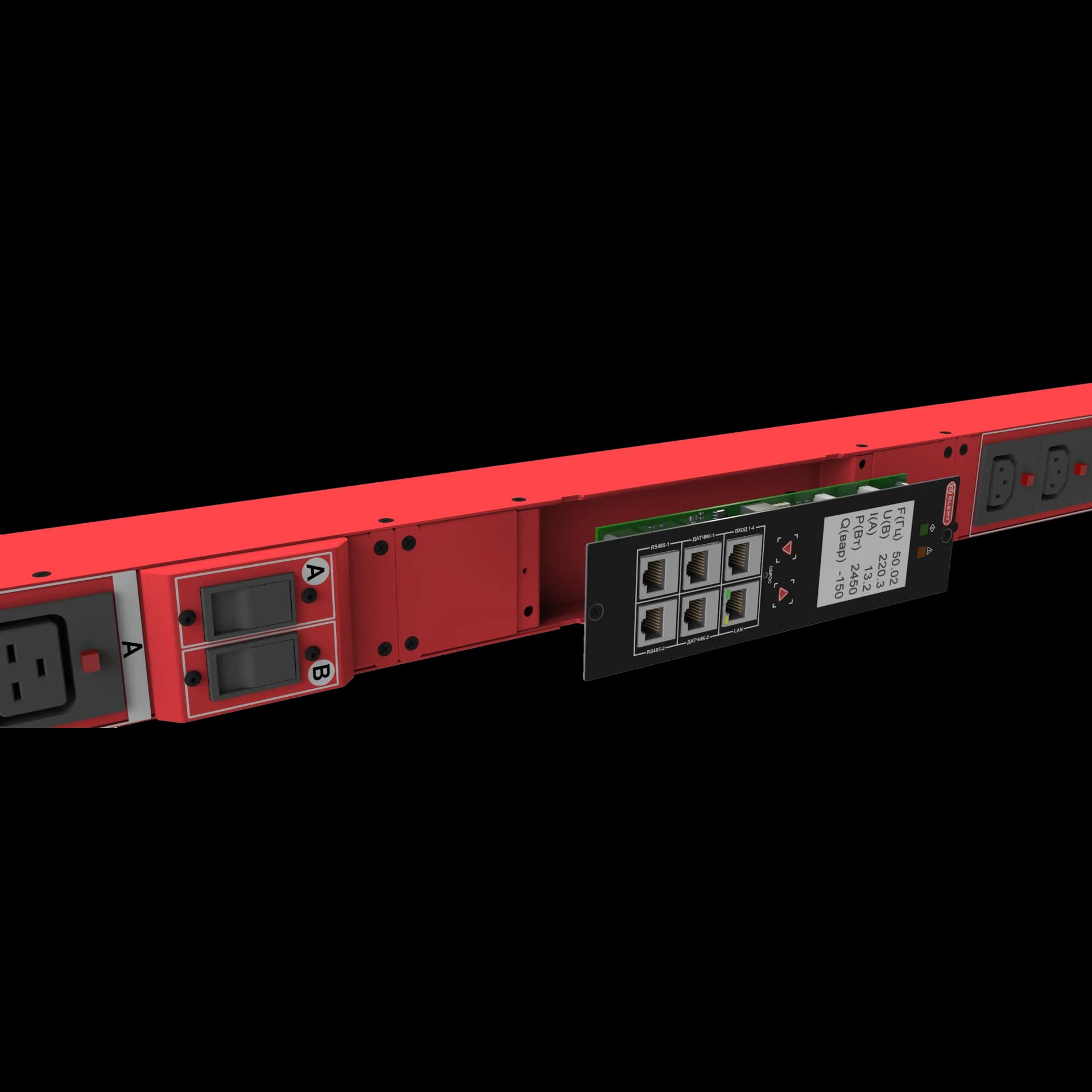 Блок розеток интеллектуальный: Ethernet, 0U, 400V, (3) 32A, in: IEC309, out: (6) C19; (18) C13 с фиксацией кабелей