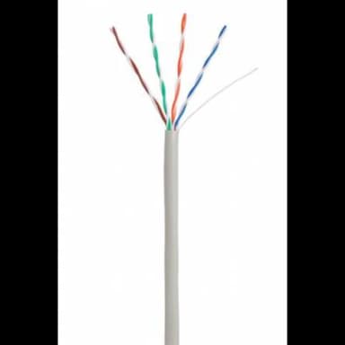 Кабель NETLAN U/UTP 4 пары, Кат.5e (Класс D), 100МГц, одножильный, BC (чистая медь), внутренний, PVC нг(B), серый, 305м