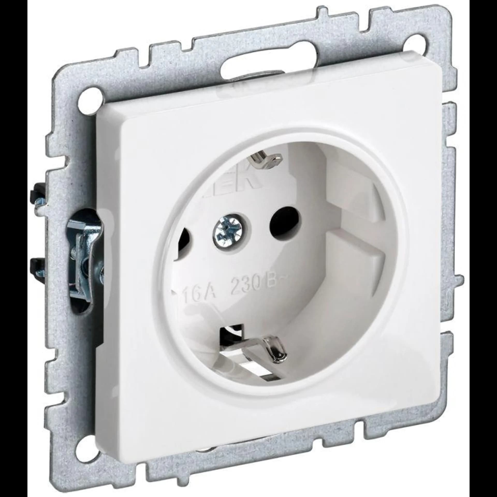 Розетка BRITE РС11-1-0-БрБ 16А с заземл. без защ. шторки бел. IEK BR-R11-16-K01