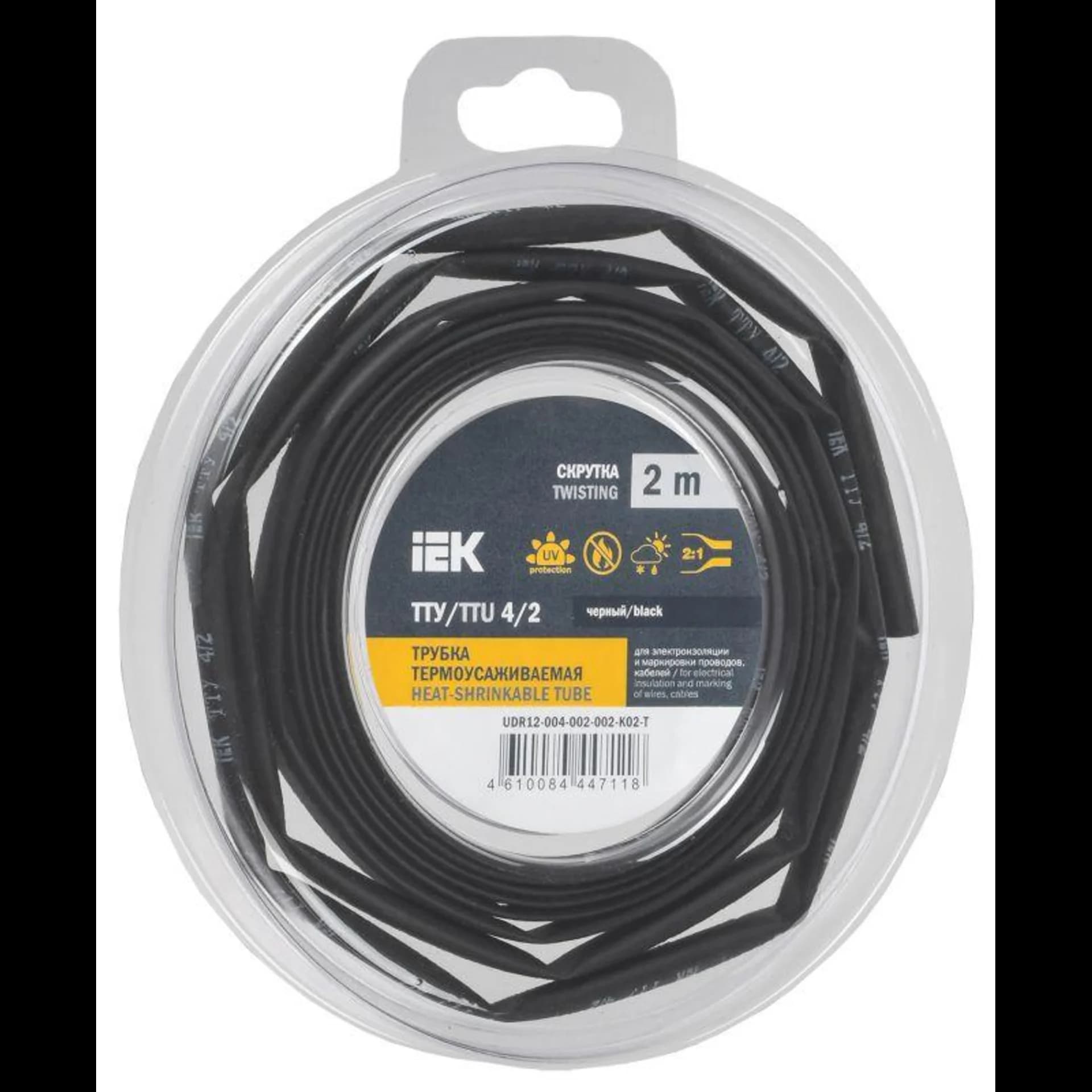 Трубка термоусадочная ТТУ нг-LS 4/2 черн. (уп.2м) IEK UDR12-004-002-002-K02-T