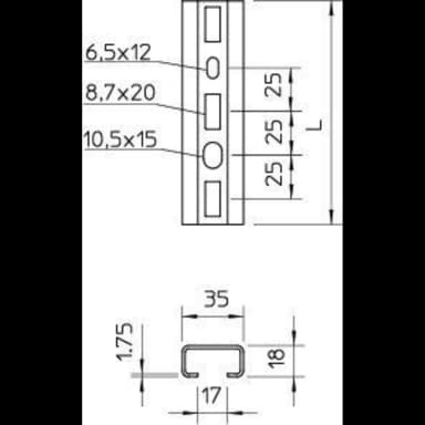 Рейка профильная 200х35х18 1268 SL 200 FS OBO 1104357