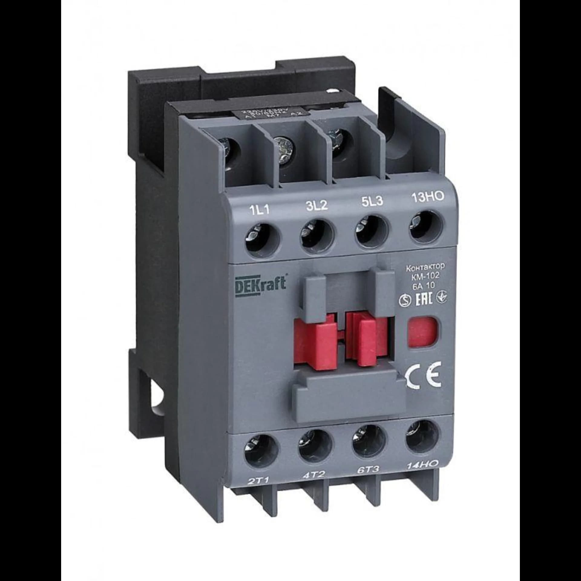 Контактор КМ-102 6А кат. 220В/230В AC 1НО AC-3 AC-4 DEKraft 22061DEK