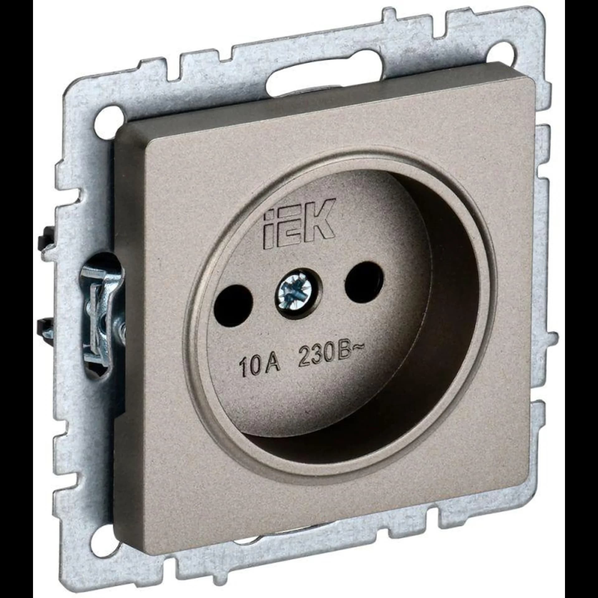 Розетка BRITE РС10-1-0-БрШ 10А без заземл. без защ. шторок шампань IEK BR-R10-10-K37