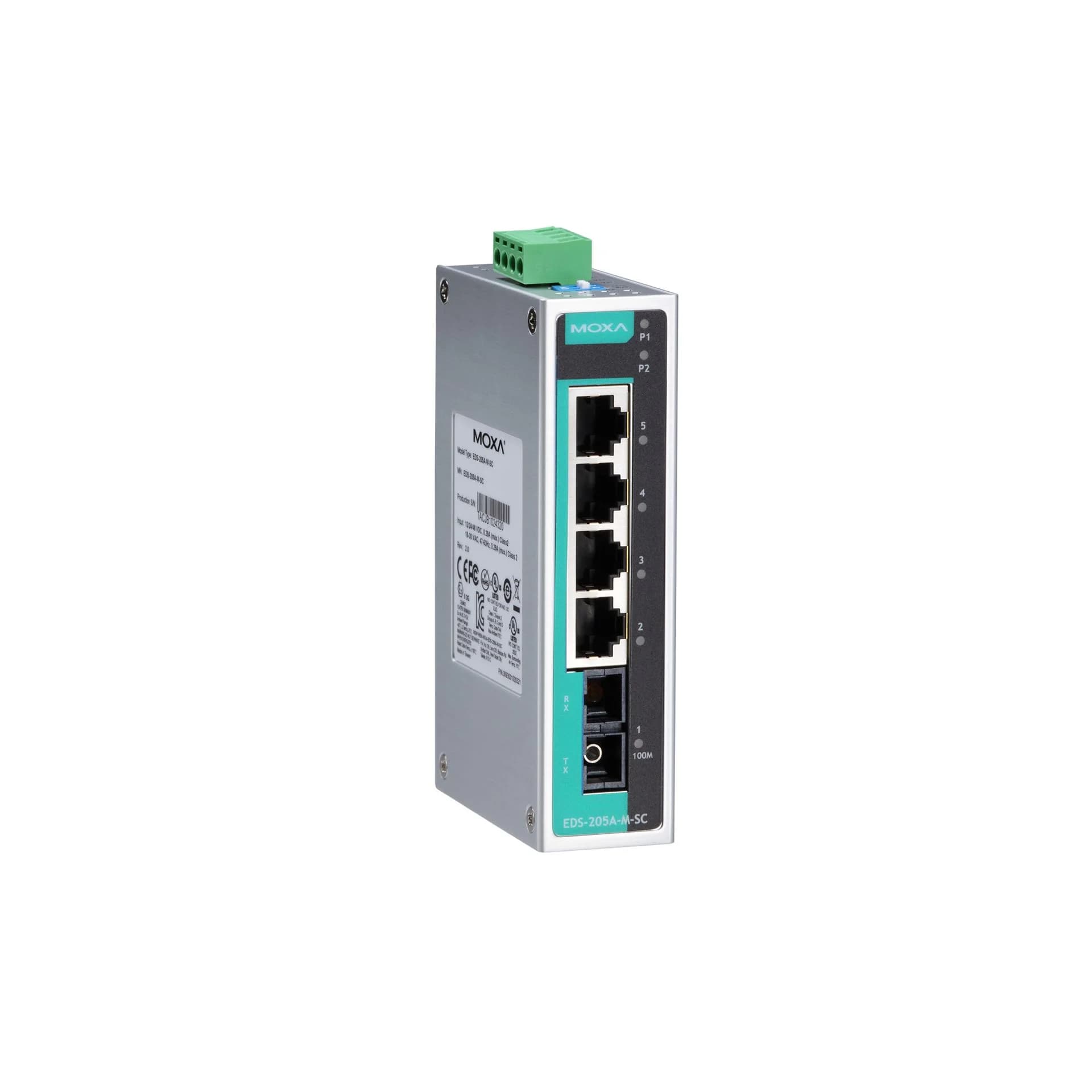 Компактный коммутатор 5 x 10/100BaseTX в металлическом корпусе EDS-205A