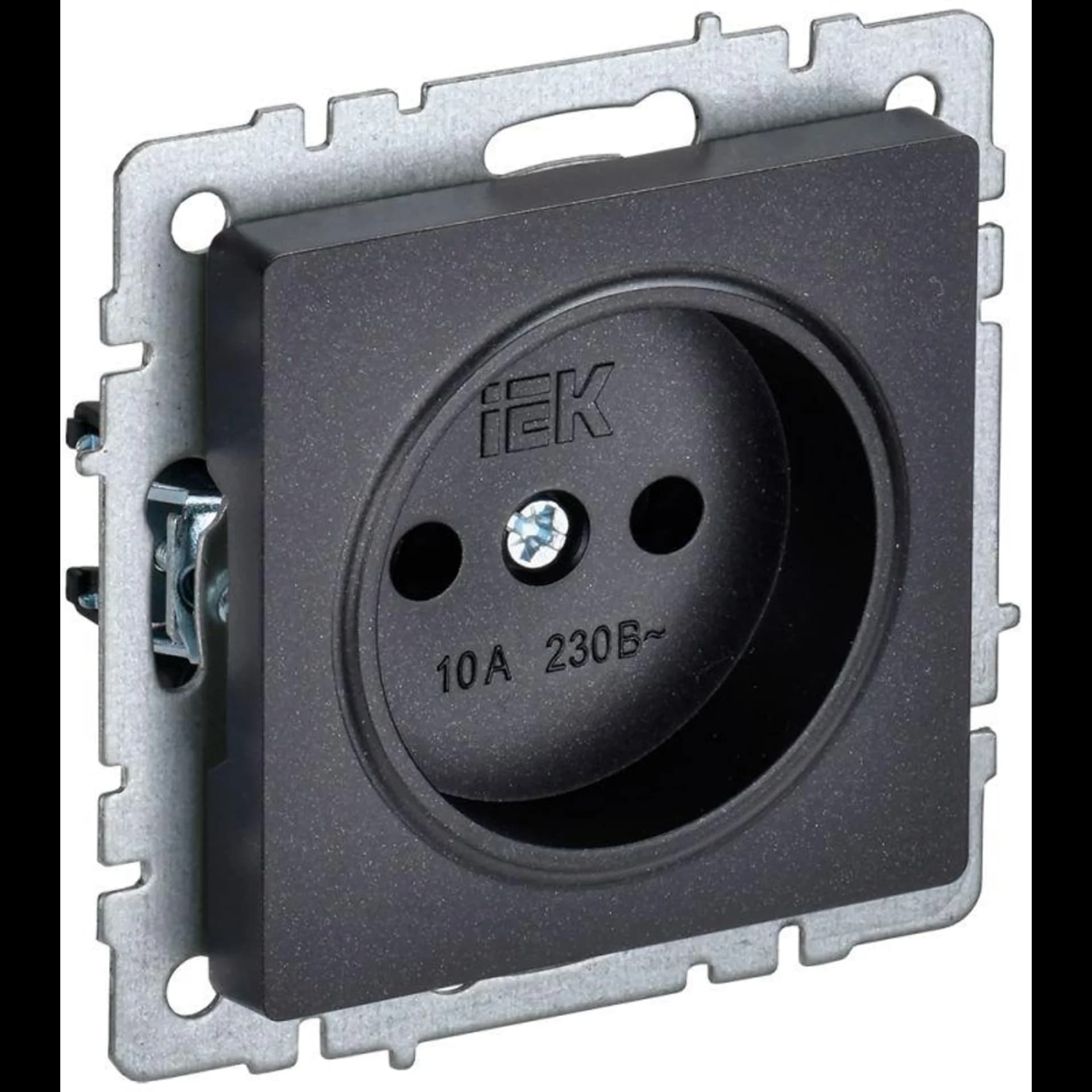 Розетка BRITE РС10-1-0-БрЧ 10А без заземл. без защ. шторок черн. IEK BR-R10-10-K02