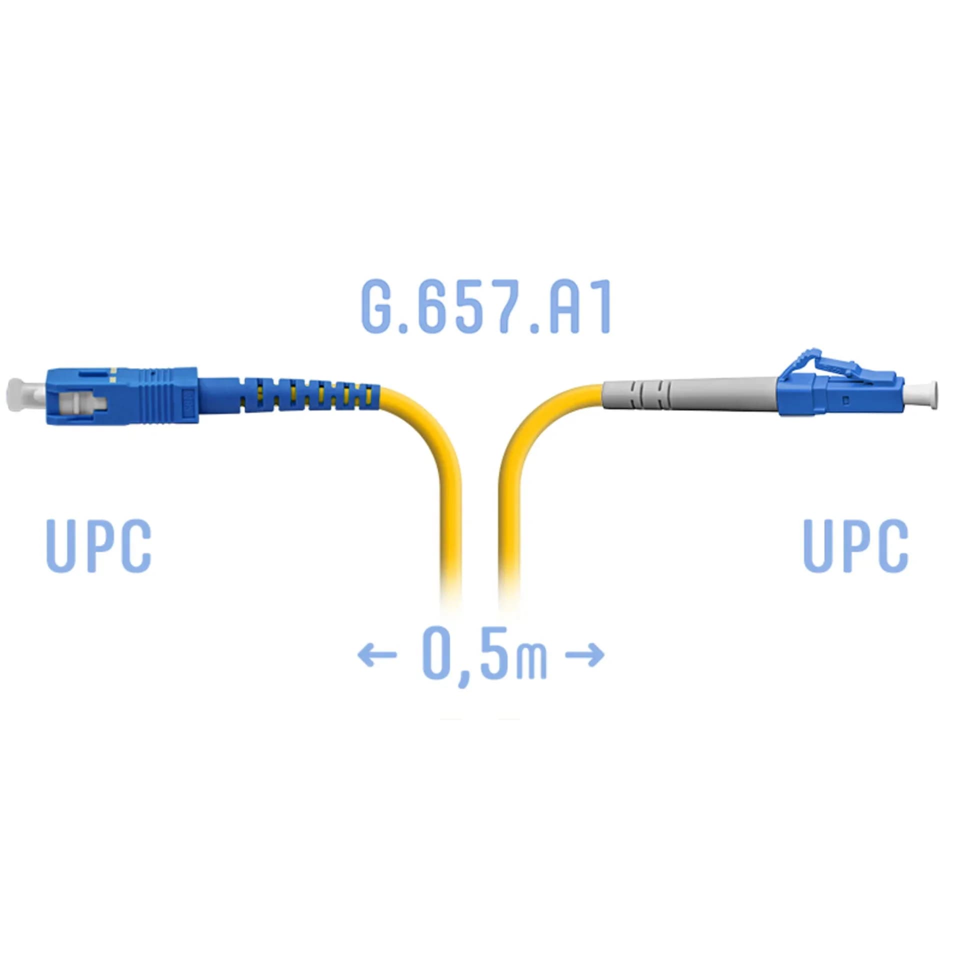 Патчкорд оптический LC/UPC-SC/UPC SM G.657.A1 0,5 метра