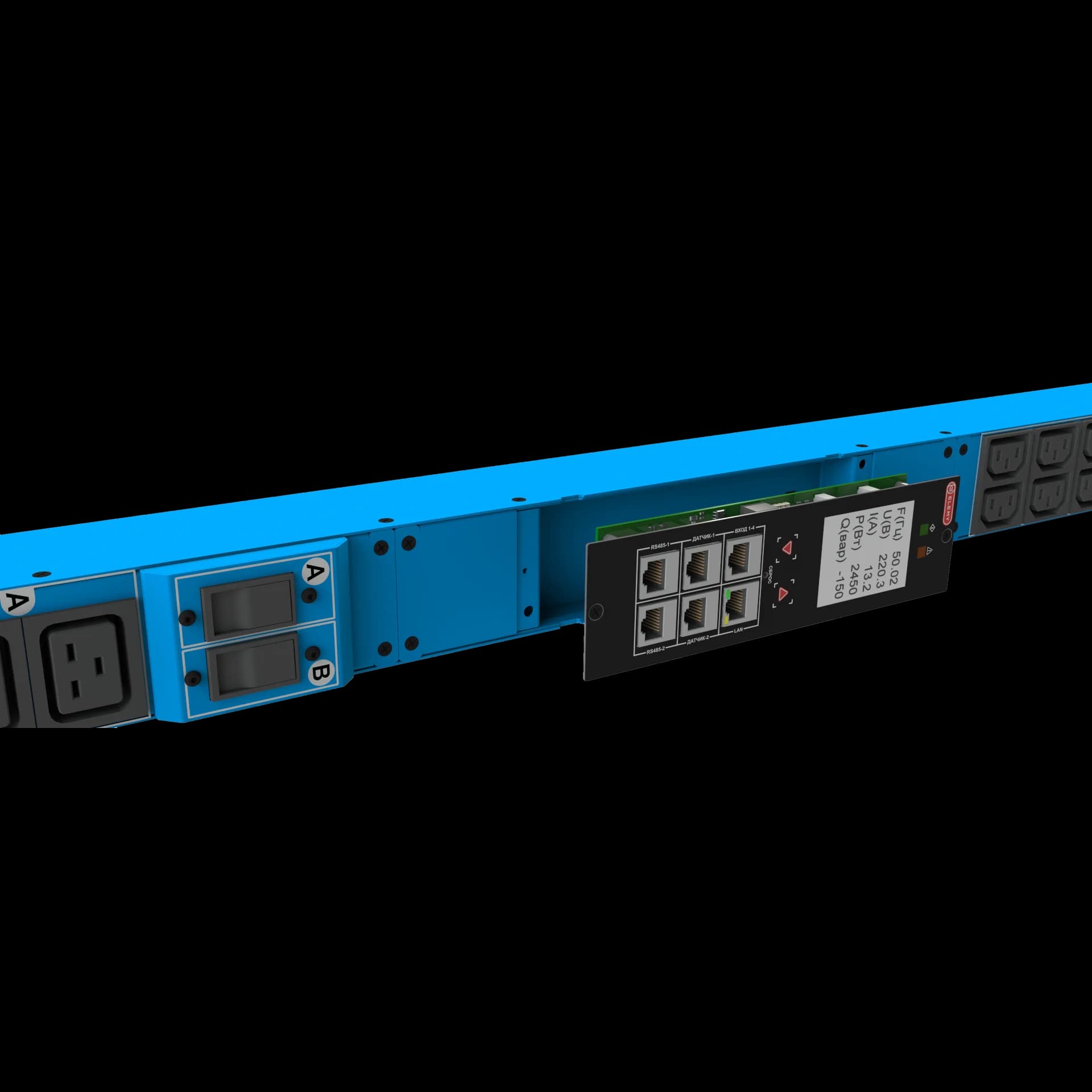 Блок розеток интеллектуальный: Ethernet, 0U, 400V, (3) 32A, in: IEC309, out: (12) C19; (36) C13