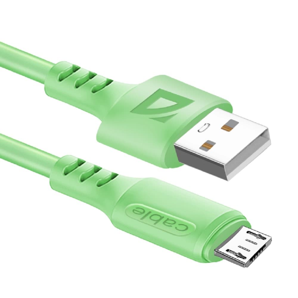 Defender USB кабель F207 Micro, green, 1м,2.4А,силикон, пакет (87108GRN)