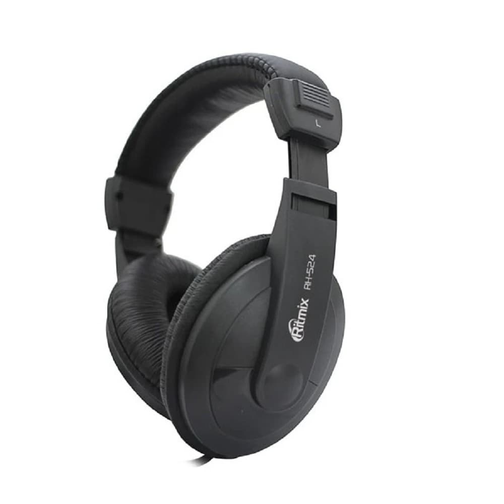 Проводные наушники Ritmix RH-524 черный, накладные, Jack 3.5 мм, складная конструкция