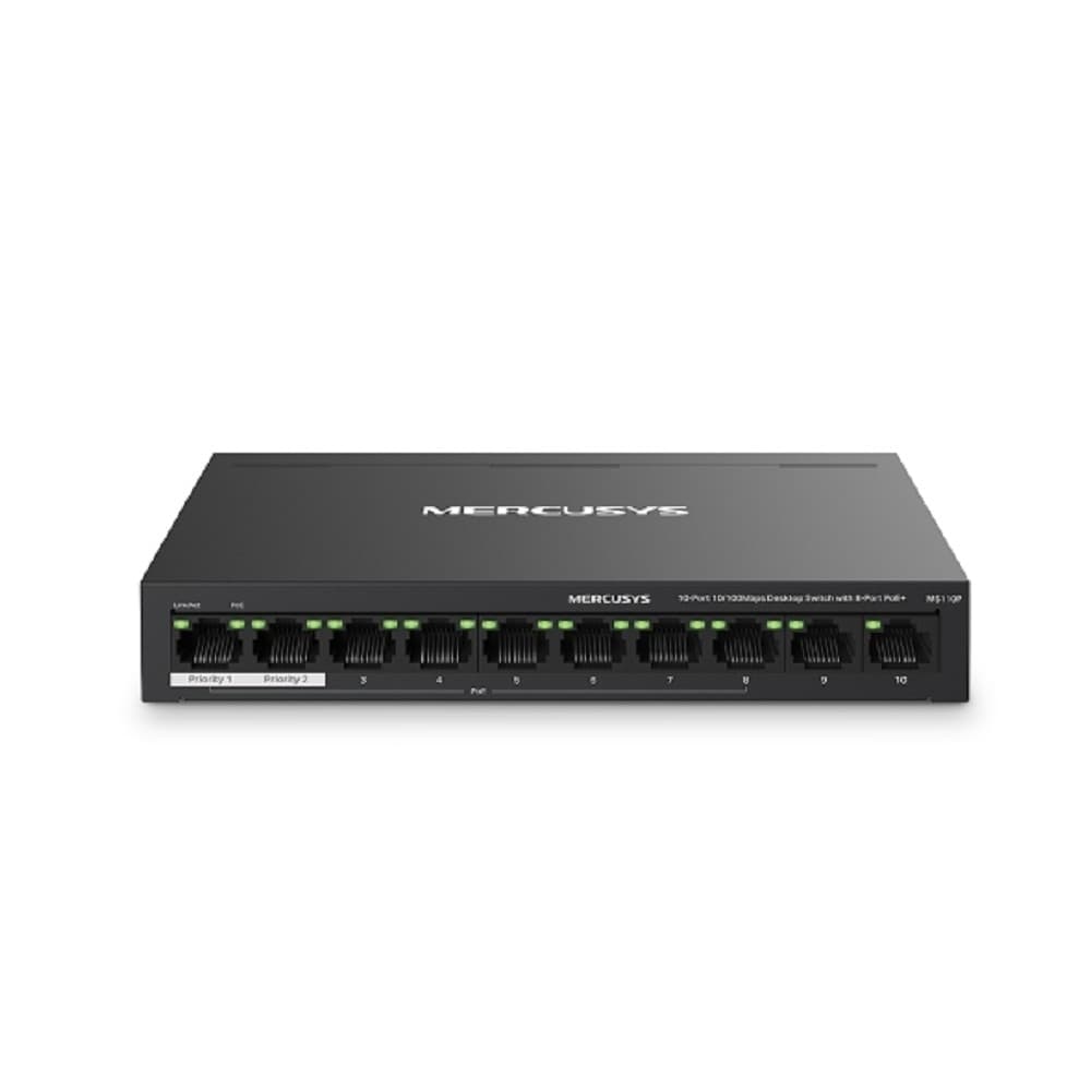 Mercusys MS110P Настольный коммутатор с 10 портами 10/100 Мбит/с (8 портов PoE+)