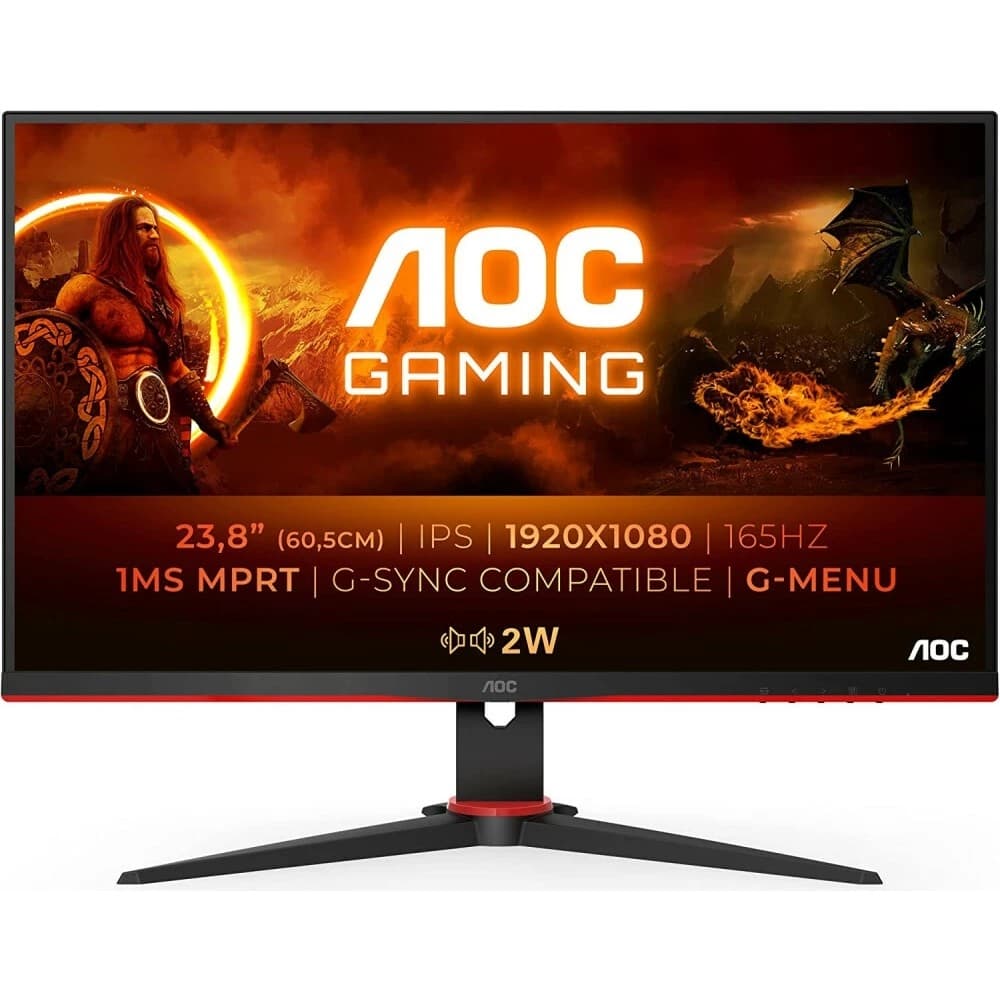 Монитор AOC 23.8" Gaming 24G2SPU черный/красный IPS LED 16:9 HDMI M/M матовая HAS Piv 300cd 178гр/178гр 1920x1080 165Hz FreeSync Premium VGA DP FHD USB 4.41кг