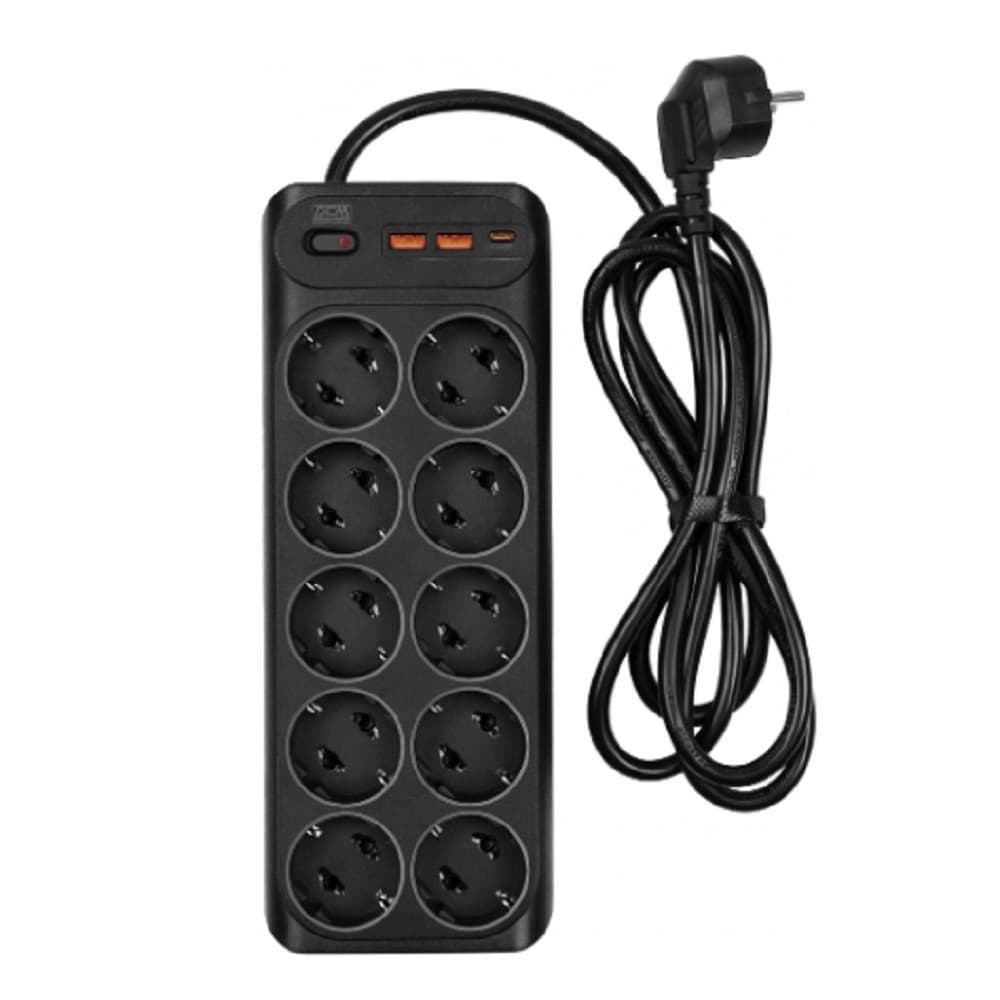 Powercom Сетевой фильтр SP-10 USB2A1CB 3,0 м (10*EU (СЕЕ 7/3)+1*USB-C+2*USB-A)