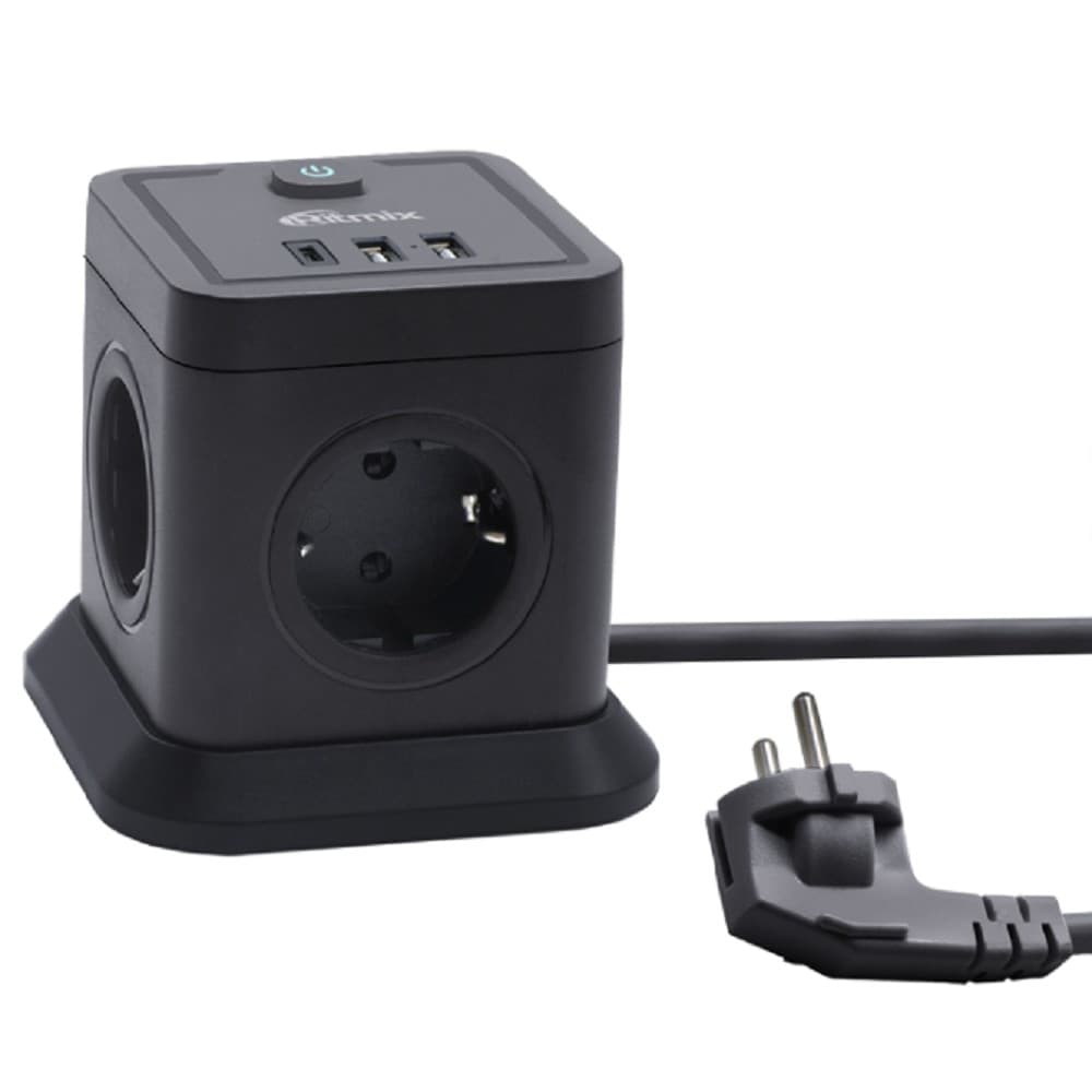 RITMIX RM-242C Black Сетевой фильтр с кнопкой питания