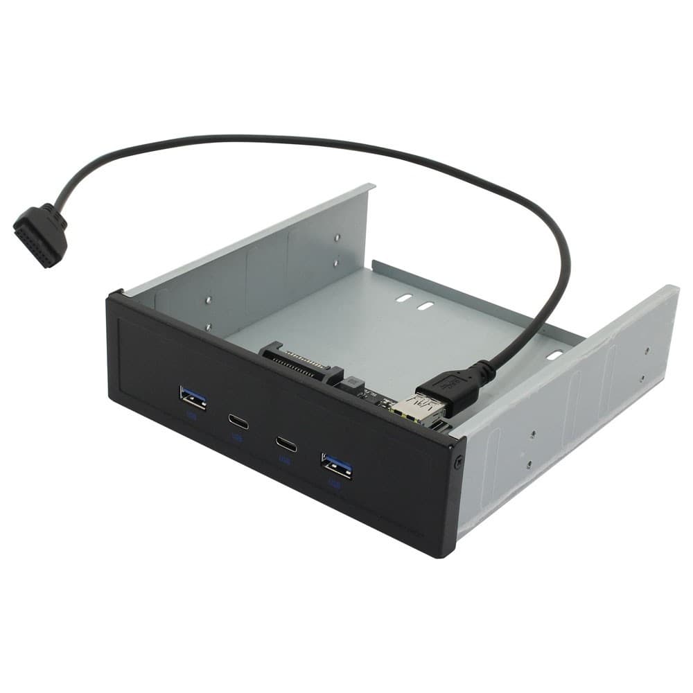ORIENT C192, Планка портов 5.25" на переднюю панель 2xUSB Type-C + 2xUSB 3.0 (USB3.2 Gen1), 20Pin кабель 50см, металл, oem