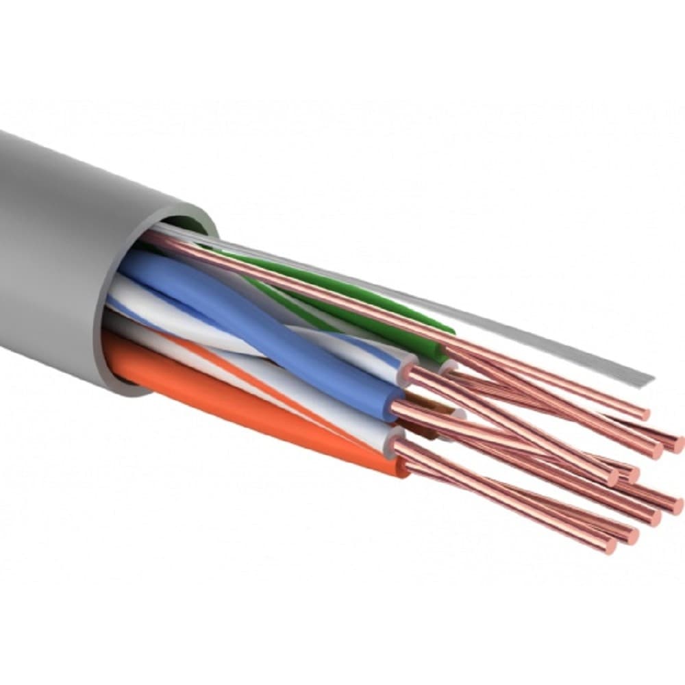 PROconnect (01-0048-3) Кабель витая пара омедненный U/UTP, CCA, CAT 5, PVC, 4PR, 26AWG, INDOOR, SOLID, серый, 305м Light