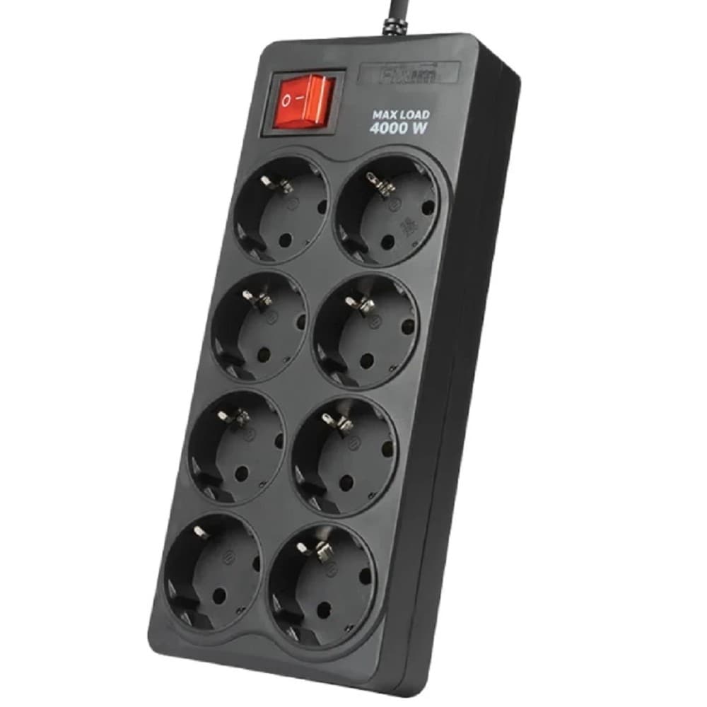 Сетевой фильтр Filum FL-SP8-3.0M-16, 4000 Вт., 8 розеток, шнур 3.0 м., черный