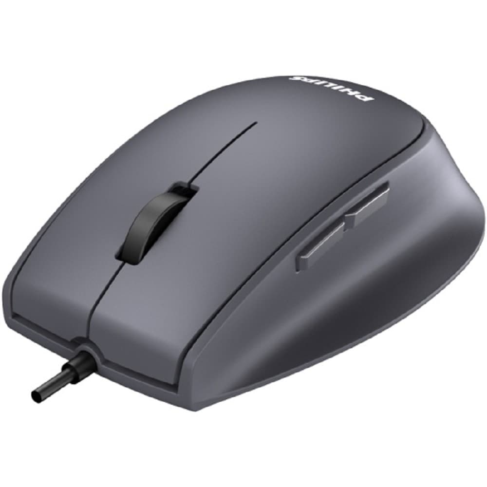 Philips Проводная Мышь SPK7327, 5 кноп., USB 2.0, 1600dpi, бесшумная, Чёрный