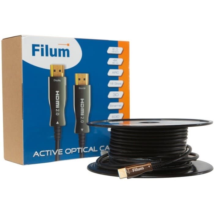Кабель HDMI - HDMI, 10м, Filum FL-AOC-HDMI2.0-10M