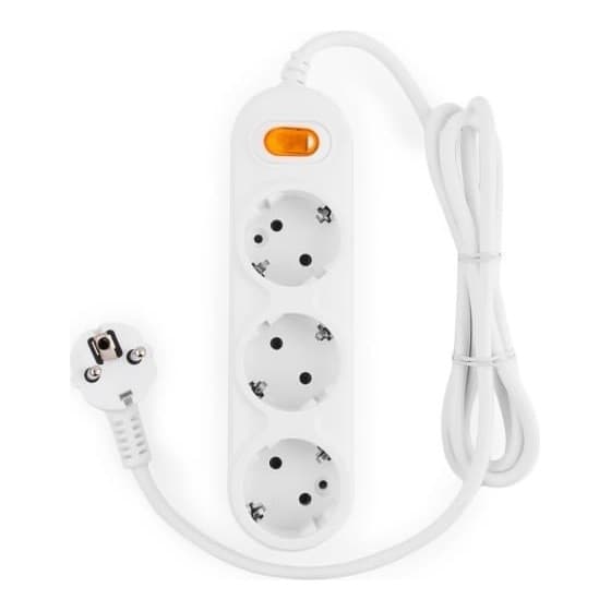 PowerCube Удлинитель (PC-1-5М) 5.0м, 3 розетки, 16А, с выключателем, белый
