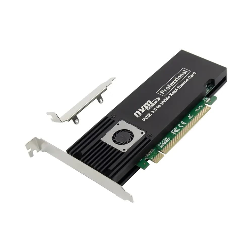 ORIENT C305E4, Переходник PCI-Ex16->4 x M.2 M-key NVMe SSD, тип 2230/2242/2260/2280, Broadcom PEX8747, двусторонний радиатор охлаждения с кулером, 2 планки крепления в комплекте