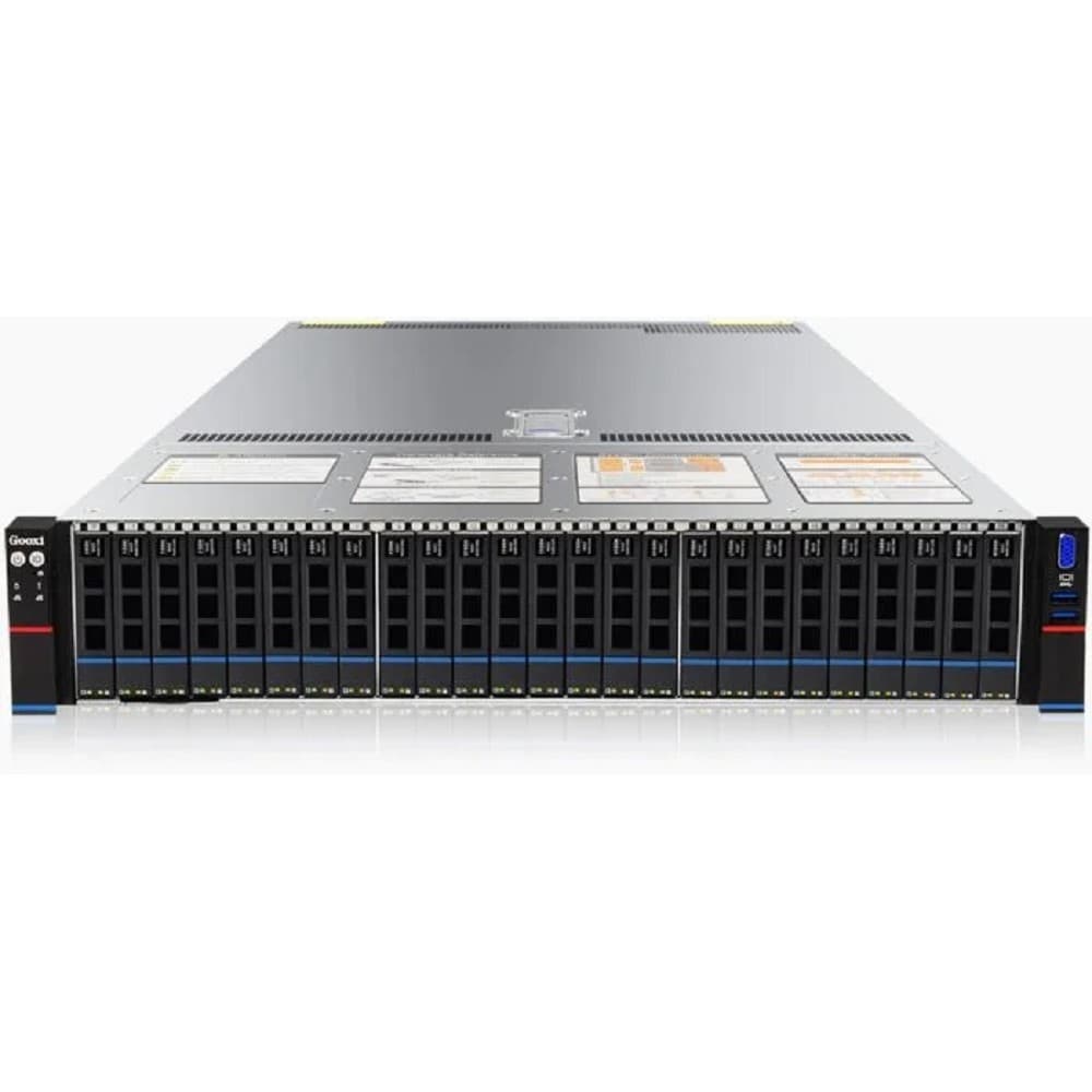 Gooxi SL201-D24R-NV-G4 2U, 2xLGA4677; 32x DDR5;24x 2.5" SATA/SAS/NVMe;2x 2.5" rear SAS/SATA; 2x 2.5" rear NVMe;2х M.2 NVMe 2280;2xPCIe 5.0x16; 4xPCIe 5.0x8; 2x OCP3.0; no LAN; IPMI; RAIL; 2x1300W
