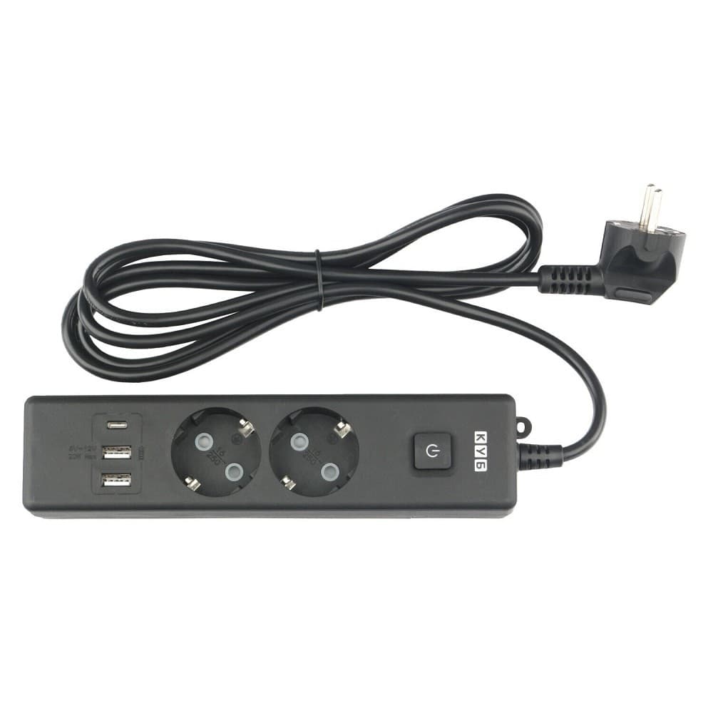 PowerCube Бытовой удлинитель (PC-5B-2M) 2р с/з вык.,3USB, 3500 Вт, 16А, 1.9 м, 3*1,0 (черный)