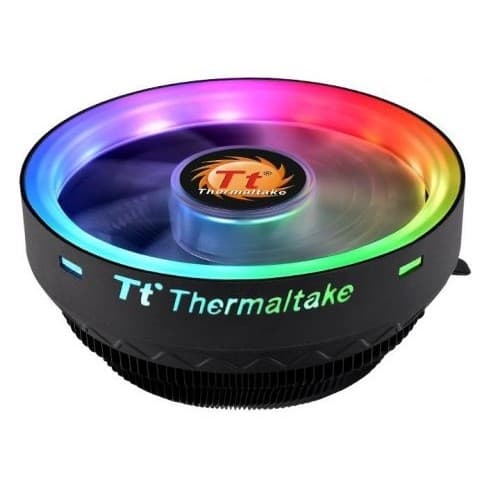CL-P064-AL12SW-A - Кулер для процессора,Thermaltake, UX 100 ARGB Lighting CPU, CL-P064-AL12SW-A, Intel LGA 1700/1200/1156/115x/775 и AMD AM5/AM4/FM2/FM1/AM3+/AM3/AM2+/AM2, TDP 65W, ARGB 120мм вентилятор, 1800 об/м, 38.89 CFM, 26,9 dB(A), 4pin, 122,3х122,3х66,1мм, Чёрный