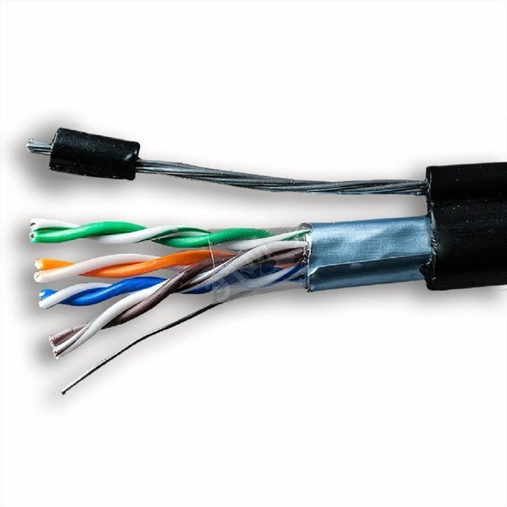 Кабель FTP 4 пары кат.5e 5bites <FS5505-305CPE-M> для внешней прокладки, с тросом, 305м, PVC(+PE)