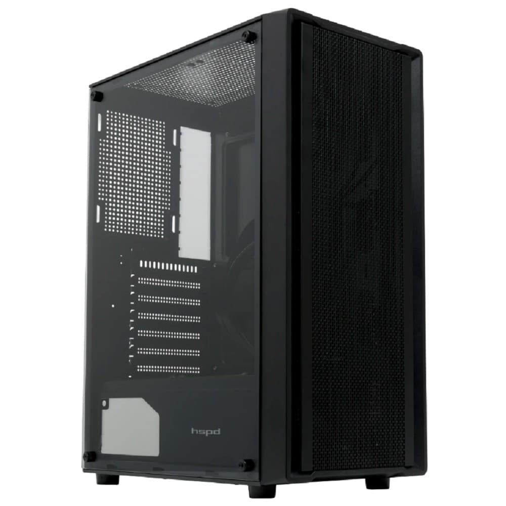 Корпус без блока питания/ Case HSPD M530, Mesh Mid Tower, Black, TG, 0.4 SPCC, no fans ATX, mATX, mITX 155/290/200mm 2x2.5", 2x3.5", 7xPCI 1xUSB-A 3.0, 2xUSB-A 1.0 335x193x445mm
