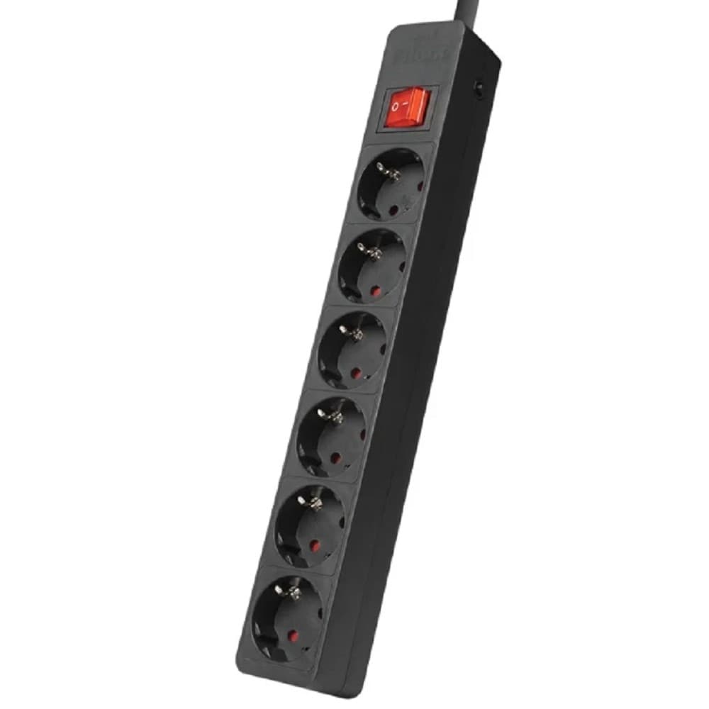 Сетевой фильтр Filum FL-SP6-5.0M-16, 4000 Вт., 6 розеток, защитные шторки, шнур 5.0 м., черный