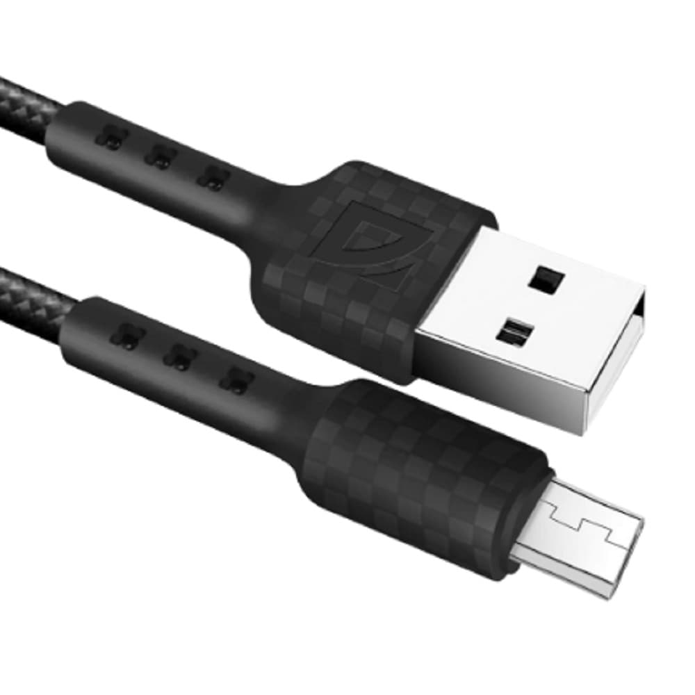 Defender USB кабель F181 Micro, black, 1м, 2.4А, нейлон, пакет (87115BLA)